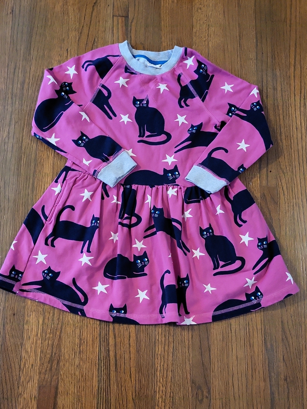 Mini Boden Pink Dress with Black Cat Print